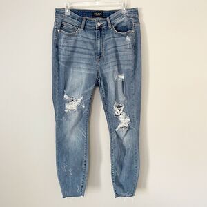 Judy Blue Distressed Light Blue Jeans
